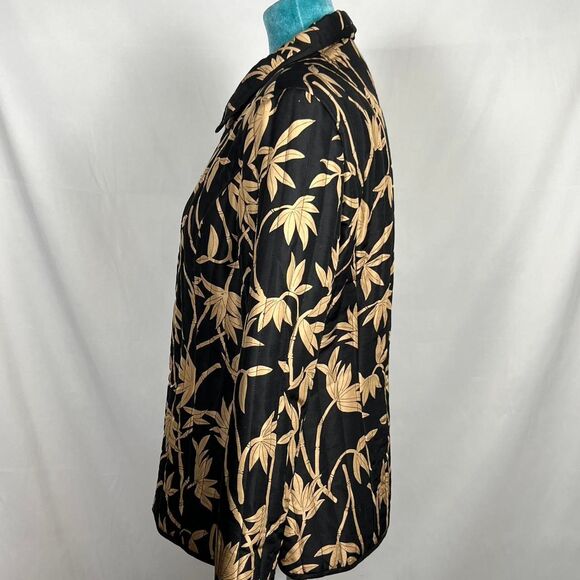 Anne Carson 100% Silk Quilted Black & Gold Bamboo Jacket (Size M) - Picture 2 of 7
